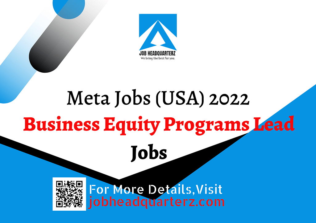 Business Equity Programs Lead Job In USA 2022.